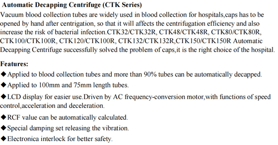 Медицинская центрифуга CTK80R 4000rpm для отделять трубки 80 Vacutainers крови